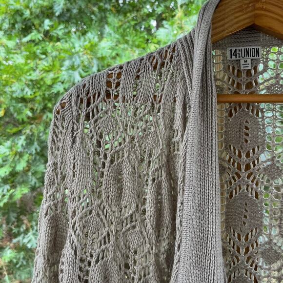 14th & Union Longline Open Front Crocheted Cardigan In Oatmeal Size M. NEW. - Picture 4 of 8